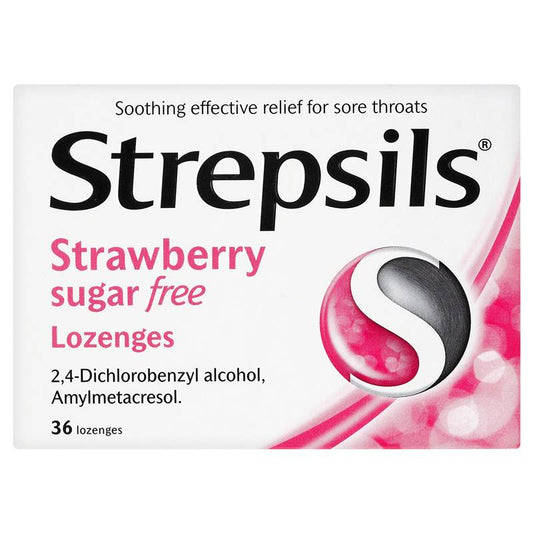 Strepsils Strawberry Sugar Free 36 Lozenges