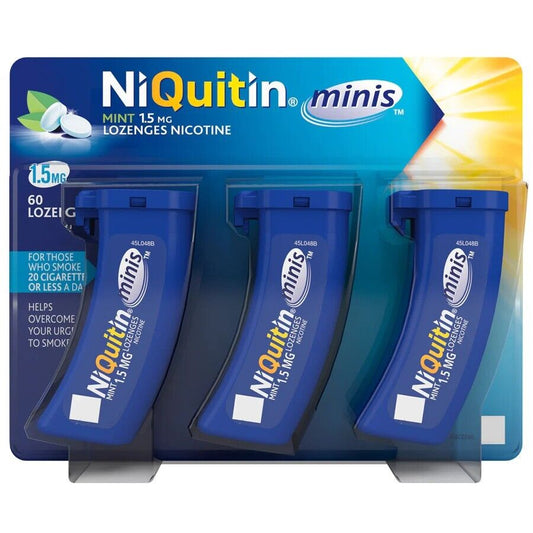 NiQuitin Minis 1.5mg Mint 60 Lozenges (3x20) - BOX OF 6