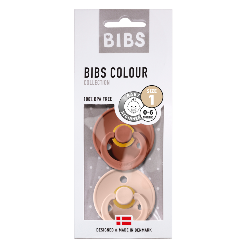 Bibs Twin Dummy Pack Size 1 – Woodchuck/Blush