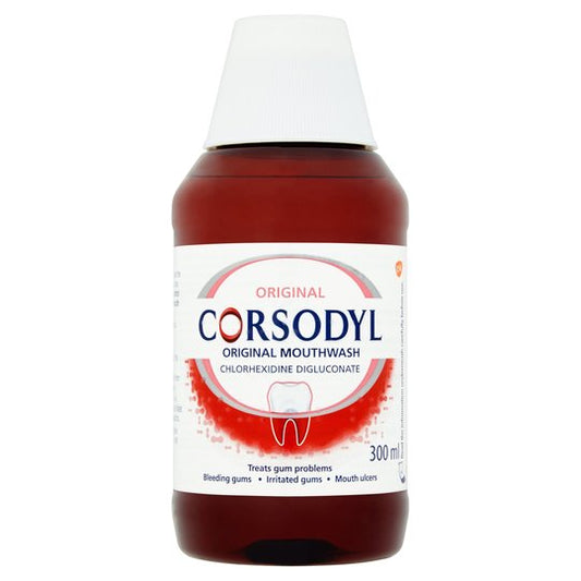 Corsodyl Original Mouthwash 300ml Alcohol Free (red bottle)