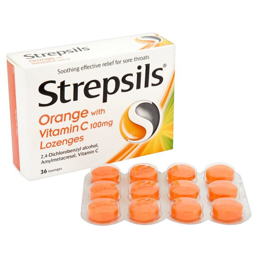 Strepsils Orange With Vitamin C 36 Lozenges