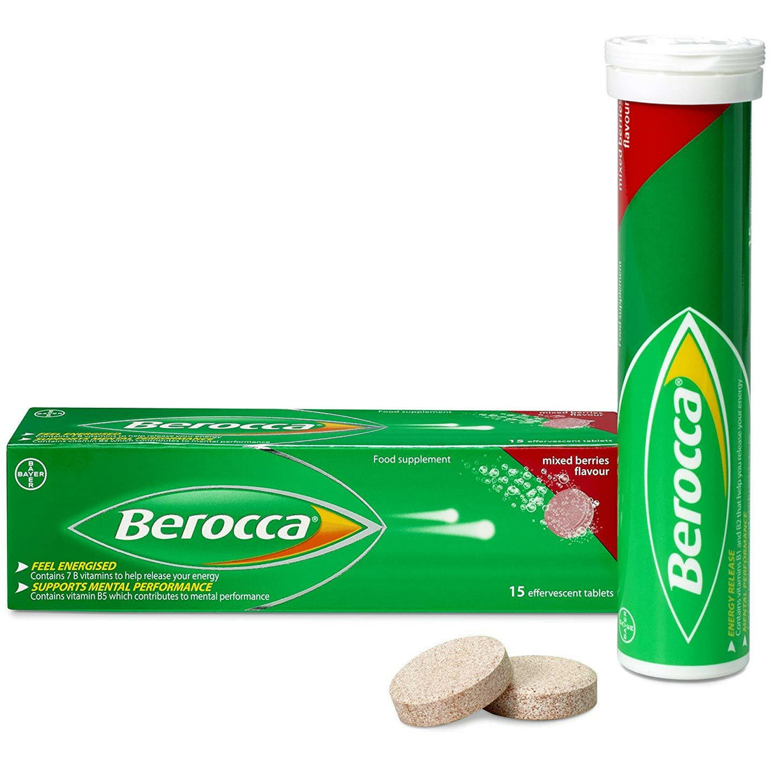 Berocca Mixed Berries Flavour Effervescent Tablets 15 Tablets British