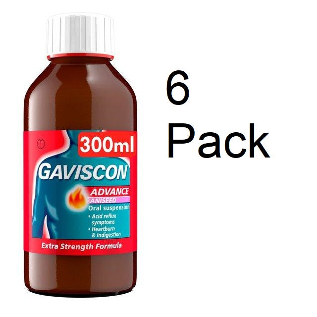 Gaviscon Advance Aniseed Flavour Oral Suspension, 300ml 6 Pack