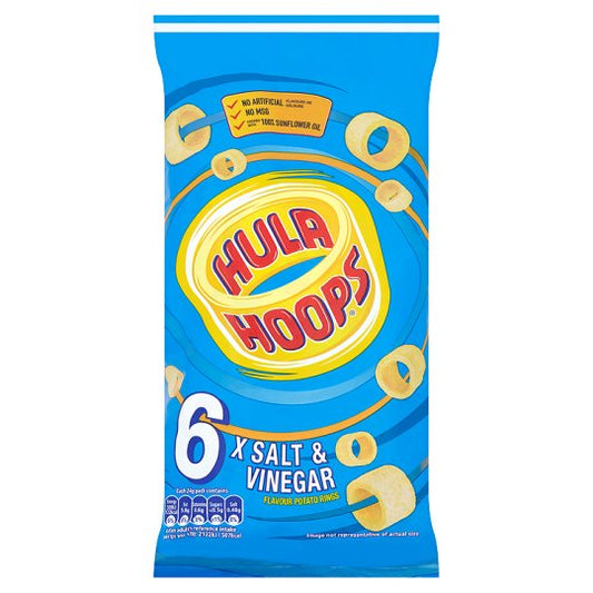 Hula Hoops Salt & Vinegar Flavour Potato Rings 6 x 24g packs