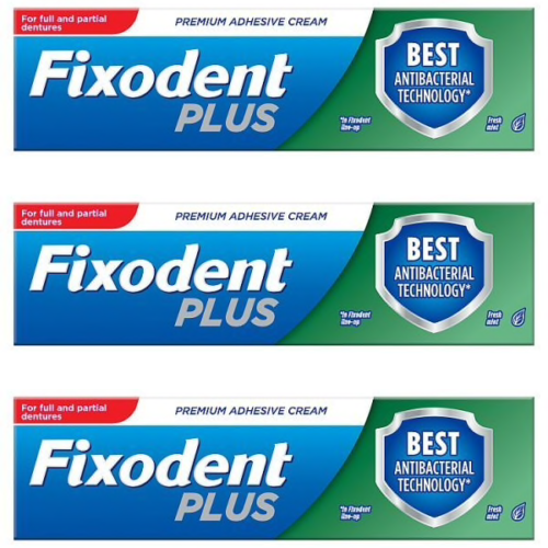 Fixodent Plus Dual Protection Denture Adhesive Cream 40g x 3