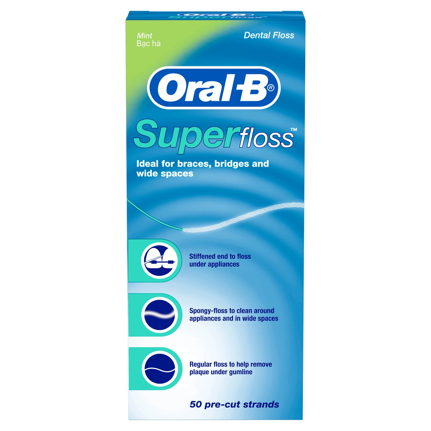 Oral-B Super Floss 50 Pre-Cut Strands Mint flavor